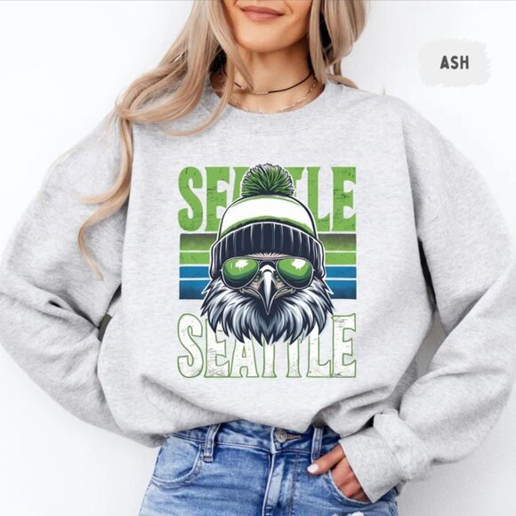 Seattle Seahawks Sweatshirt Retro Seattle Seahawks Football Shirts Tee Men Women - Picture 2 of 2